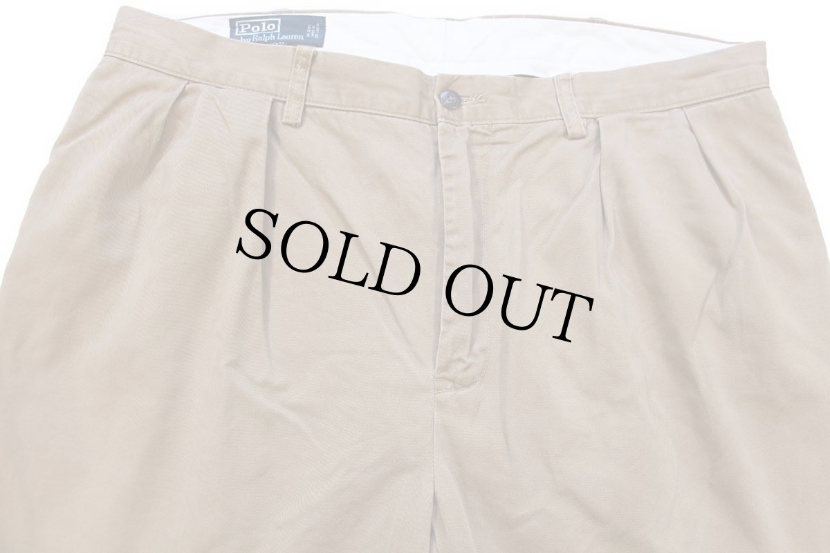 画像4: 00s ポロ ラルフローレン ETHAN PANT ツータック コットン チノパン 茶 w36 L32★304 (4)