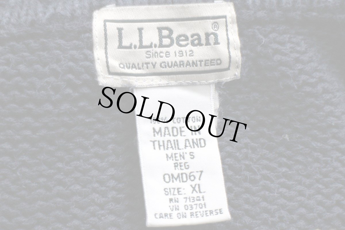 画像4: 00s L.L.Bean ボーダー コットンニット セーター 紺×ベージュ XL (4)