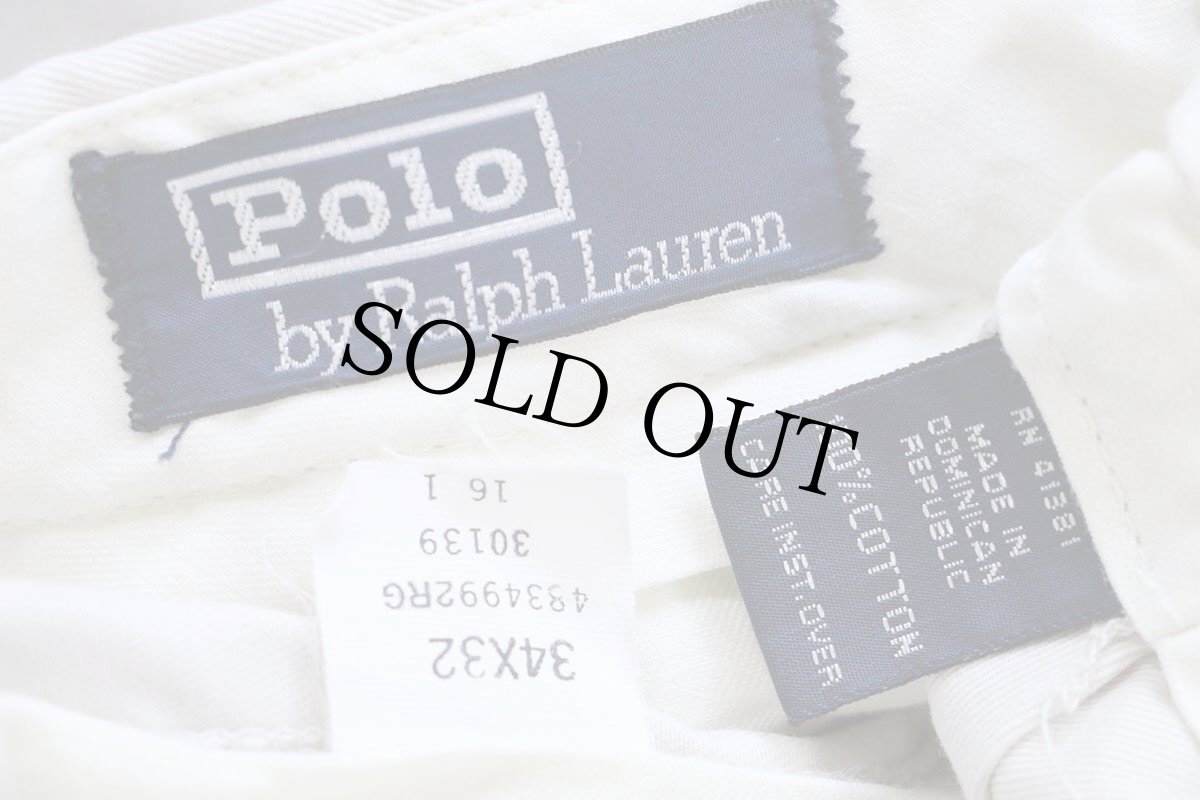 画像6: 90s ポロ ラルフローレン ツータック スラックス コットンパンツ ライトベージュ w34 L32★305 (6)