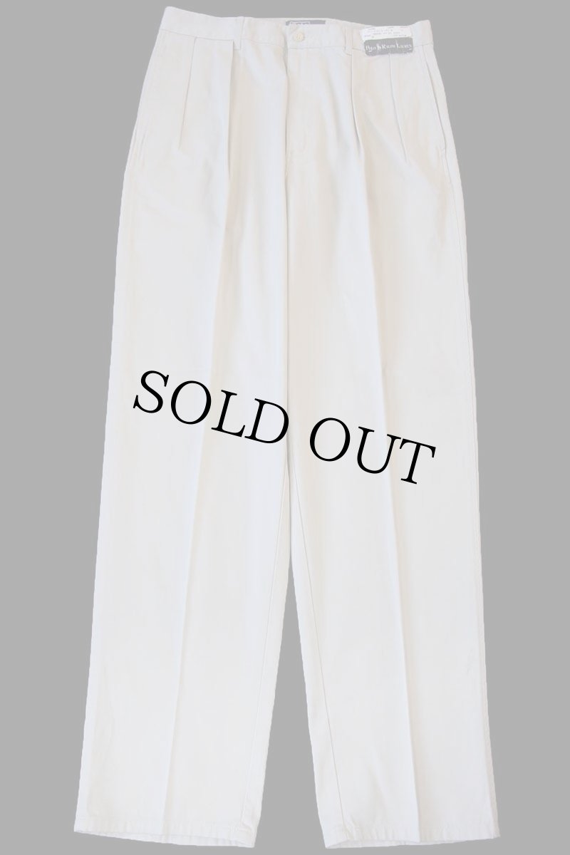 画像2: デッドストック★90s ポロ ラルフローレン ツータック コットン チノパン ライトベージュ w34 L34 (2)