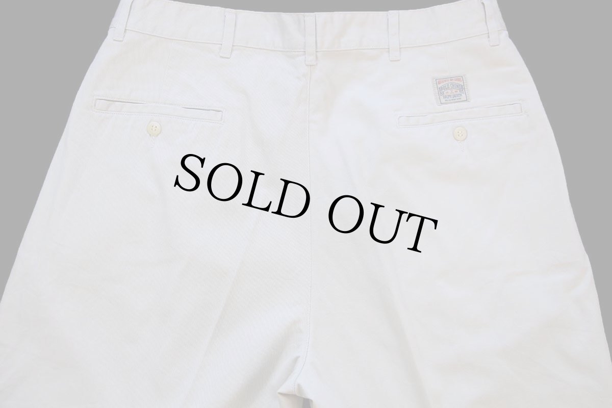 画像5: デッドストック★90s ポロ ラルフローレン ツータック コットン チノパン ライトベージュ w34 L34 (5)