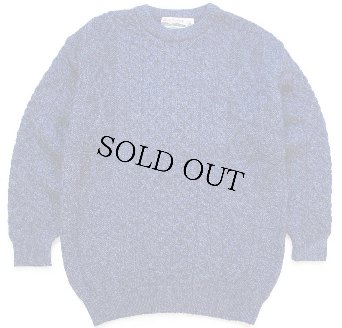 画像1: アイルランド製 Celtic Country ケーブル編み ウールニット セーター 青紫×青 ミックス L★フィッシャーマン (1)