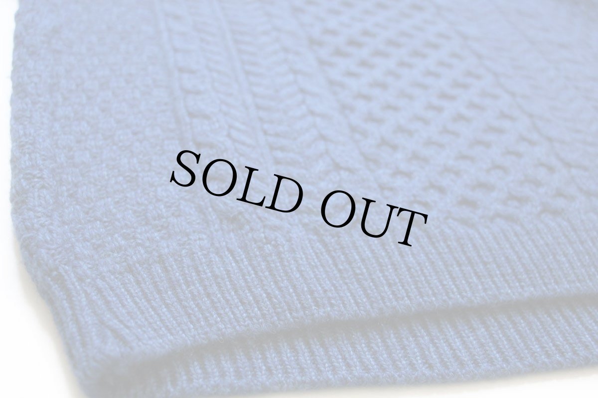 画像6: アイルランド製 ARAN SWEATER MARKET ケーブル編み メリノウールニット セーター 青 ミックス L★フィッシャーマン (6)