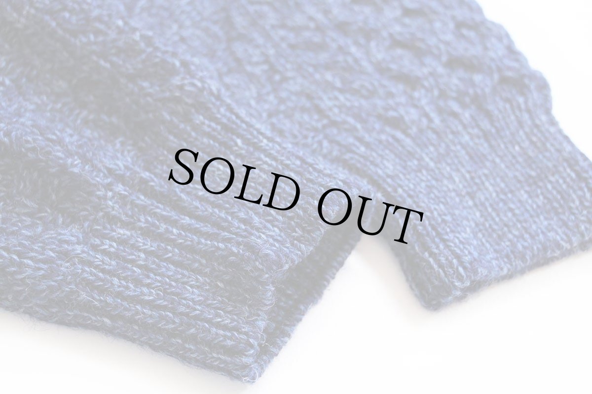 画像6: アイルランド製 Celtic Country ケーブル編み ウールニット セーター 青紫×青 ミックス L★フィッシャーマン (6)