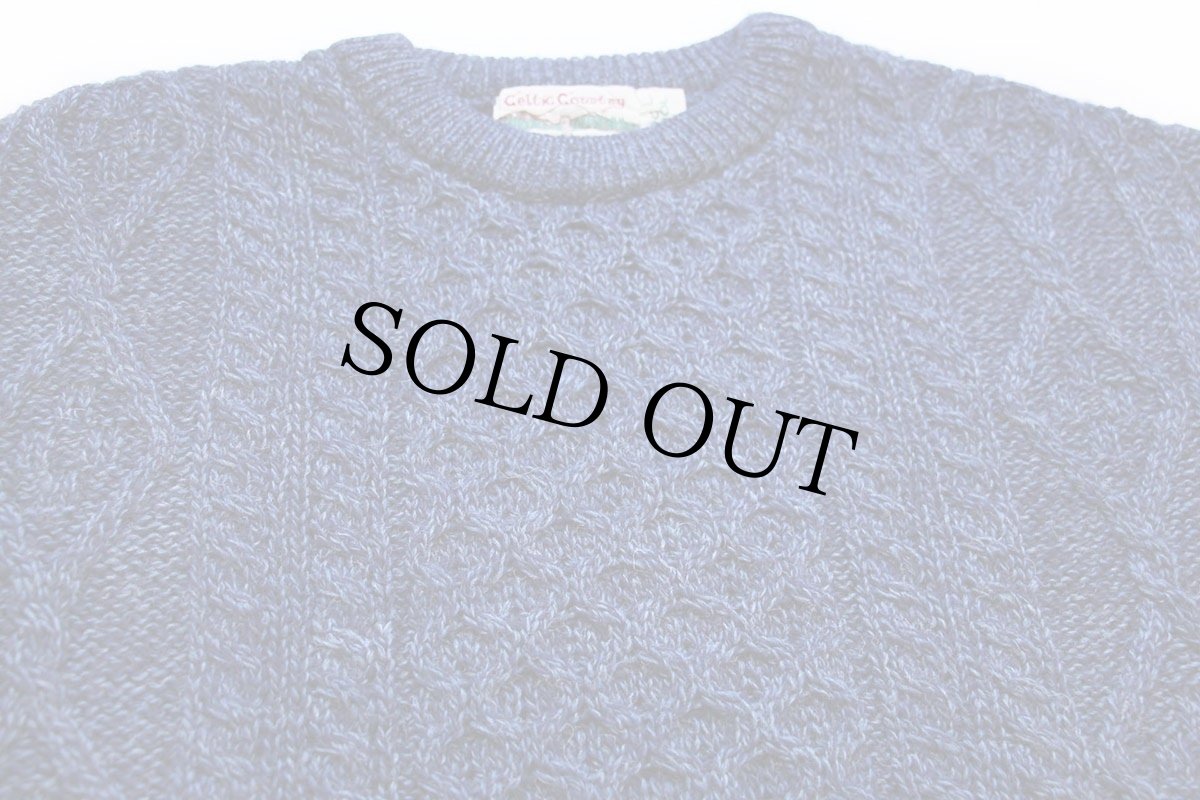 画像3: アイルランド製 Celtic Country ケーブル編み ウールニット セーター 青紫×青 ミックス L★フィッシャーマン (3)