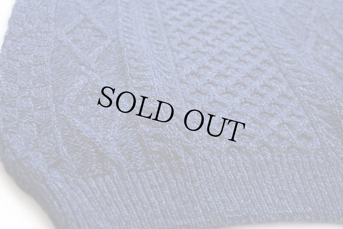 画像5: アイルランド製 Celtic Country ケーブル編み ウールニット セーター 青紫×青 ミックス L★フィッシャーマン (5)