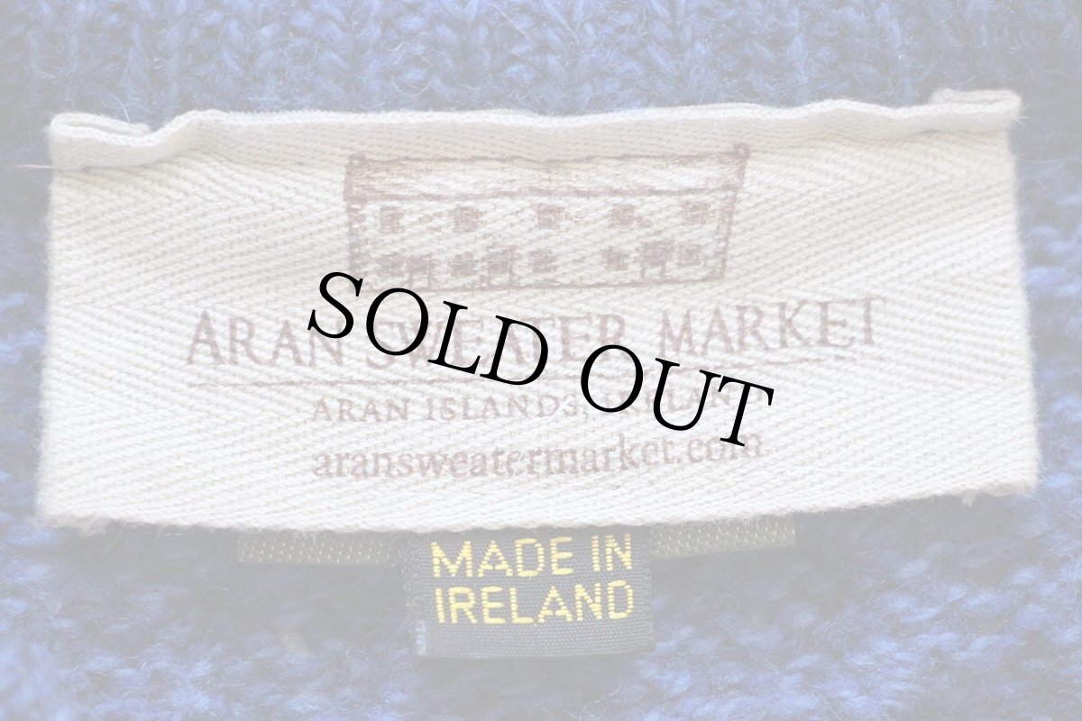 画像4: アイルランド製 ARAN SWEATER MARKET ケーブル編み メリノウールニット セーター 青 ミックス L★フィッシャーマン (4)