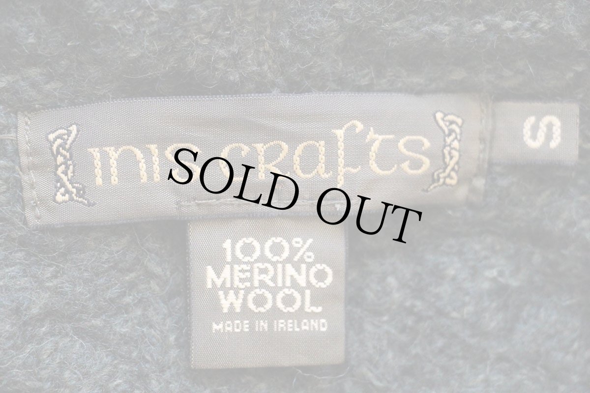 画像4: アイルランド製 inis crafts ケーブル編み メリノウールニット ジップパーカー 濃緑 S★フィッシャーマン (4)