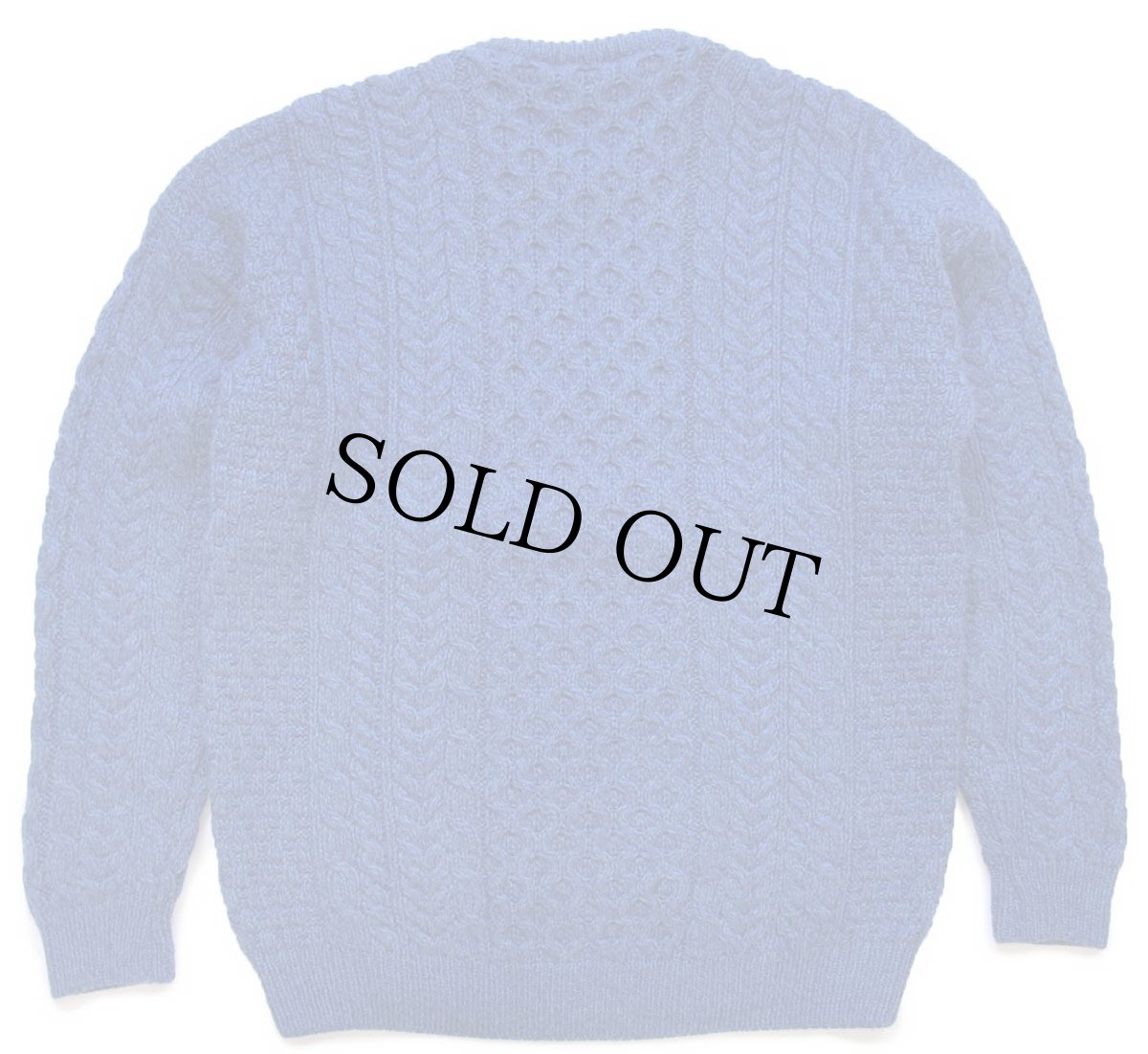 画像2: アイルランド製 ARAN SWEATER MARKET ケーブル編み メリノウールニット セーター 青 ミックス L★フィッシャーマン (2)