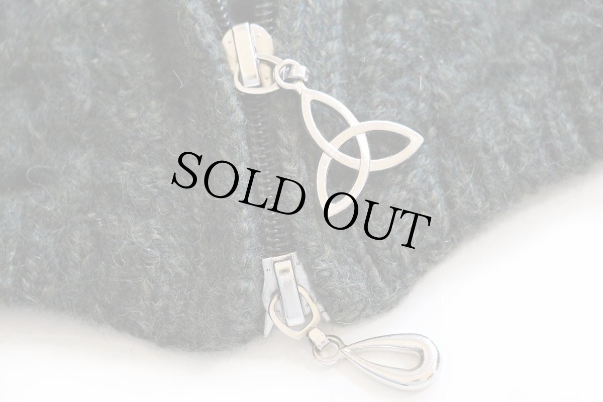 画像5: アイルランド製 inis crafts ケーブル編み メリノウールニット ジップパーカー 濃緑 S★フィッシャーマン (5)