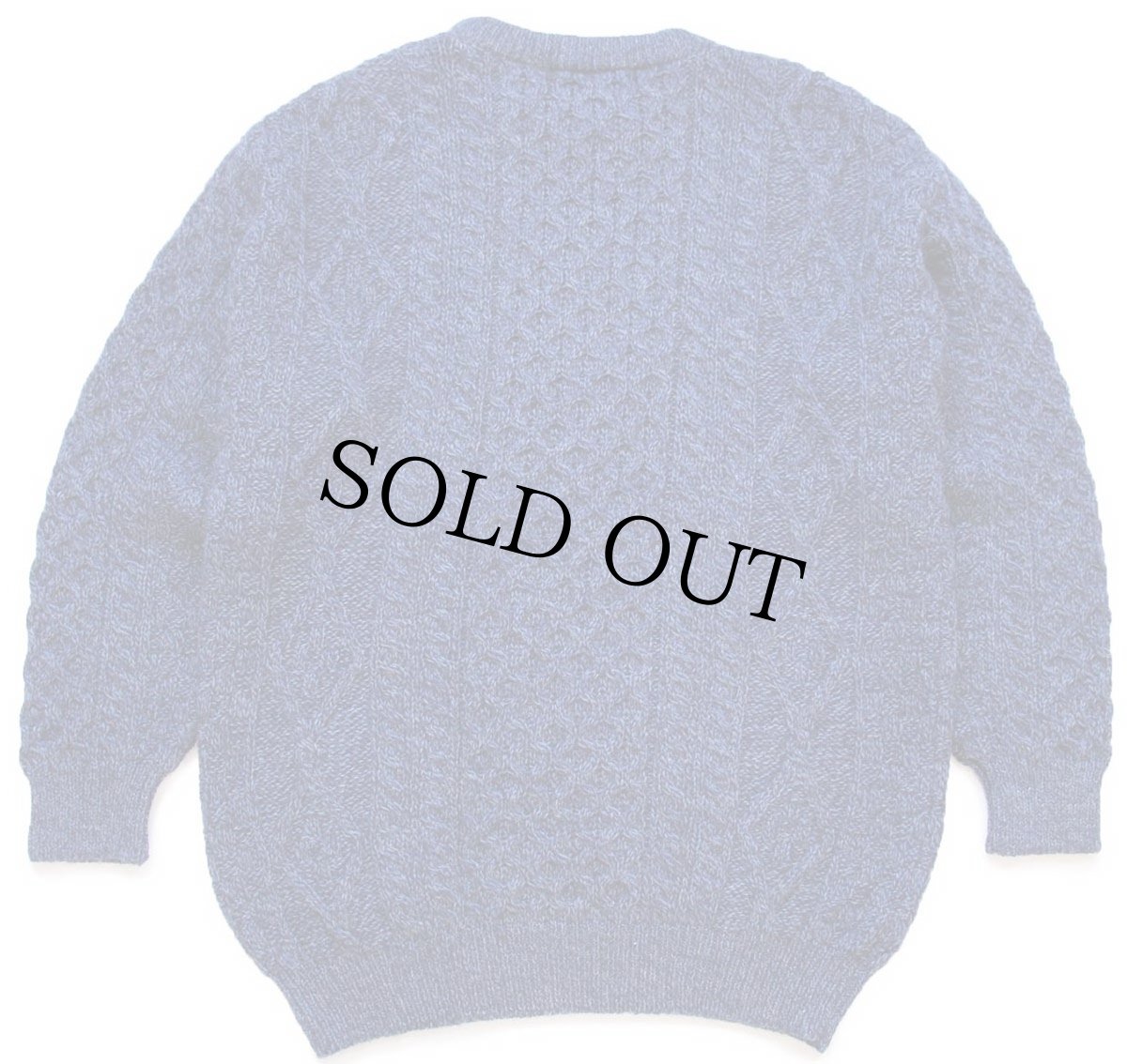 画像2: アイルランド製 Celtic Country ケーブル編み ウールニット セーター 青紫×青 ミックス L★フィッシャーマン (2)