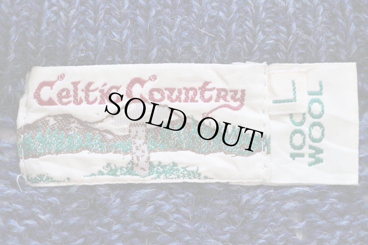 画像4: アイルランド製 Celtic Country ケーブル編み ウールニット セーター 青紫×青 ミックス L★フィッシャーマン (4)