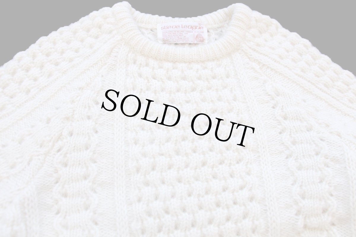 画像3: アイルランド製 Slieve League ケーブル編み ウール ハンドニット セーター ナチュラル 42★フィッシャーマン (3)