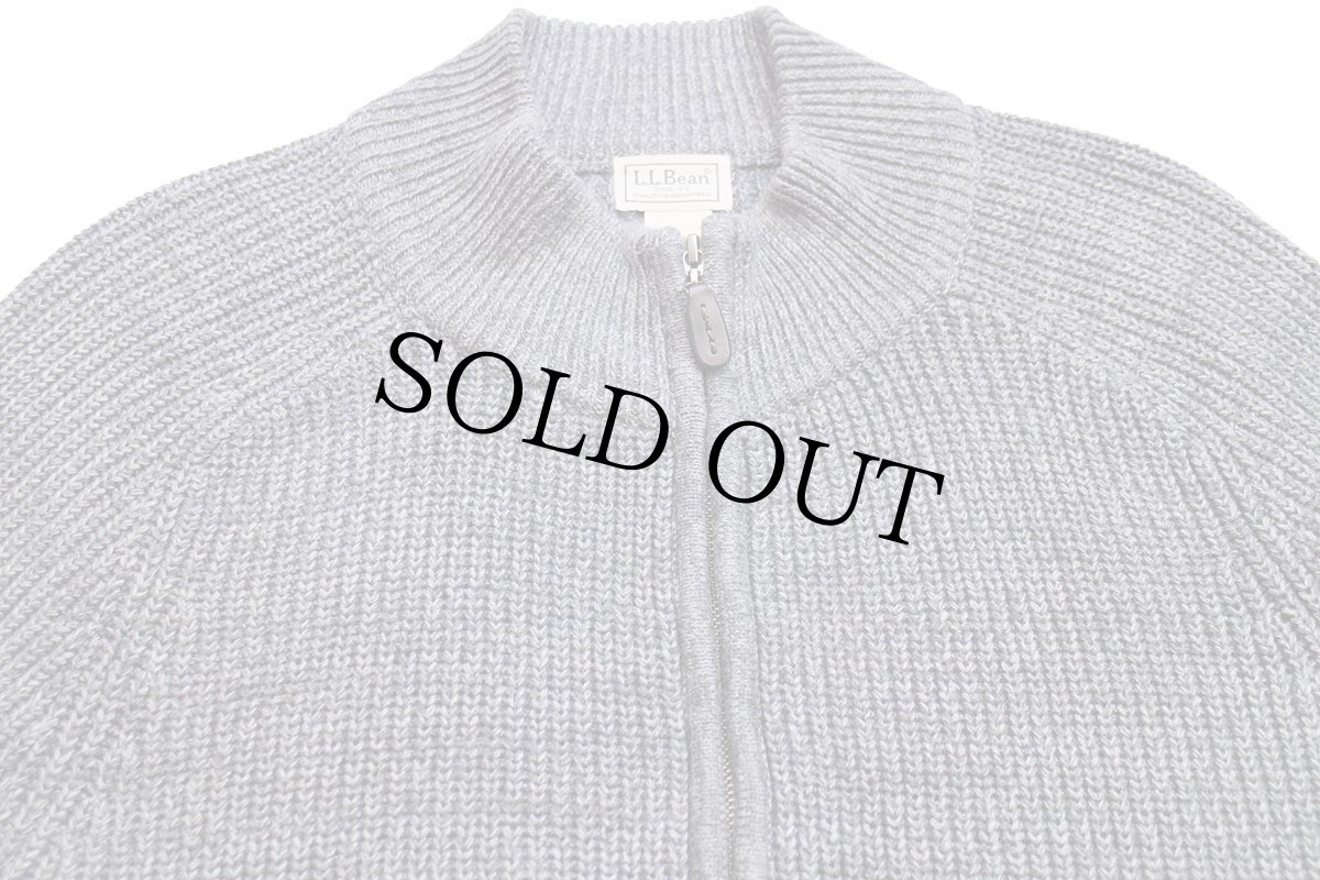 画像3: L.L.Bean 無地 コットン ローゲージ ドライバーズニット フルジップ セーター グレー ミックス L-R (3)