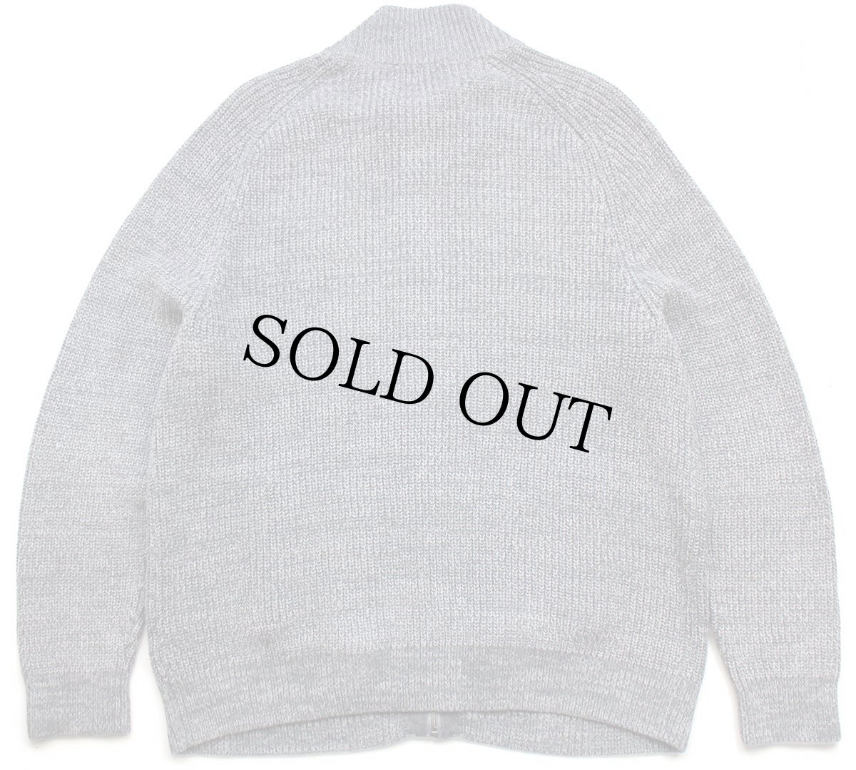 画像2: L.L.Bean 無地 コットン ローゲージ ドライバーズニット フルジップ セーター グレー ミックス L-R (2)