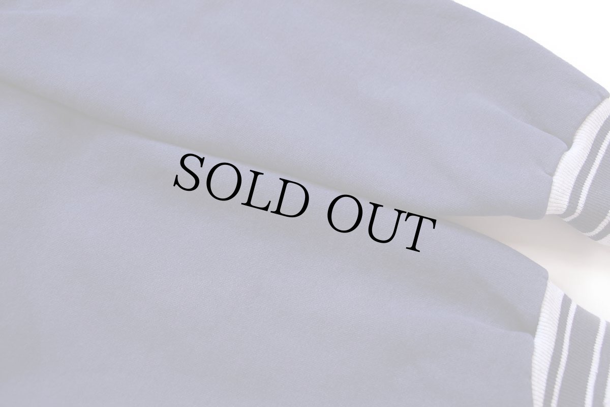 画像7: 90s BB/BS 刺繍 ツートン 切り替え スウェット スタジャン 杢ライトグレー×紺 XXL★特大 (7)