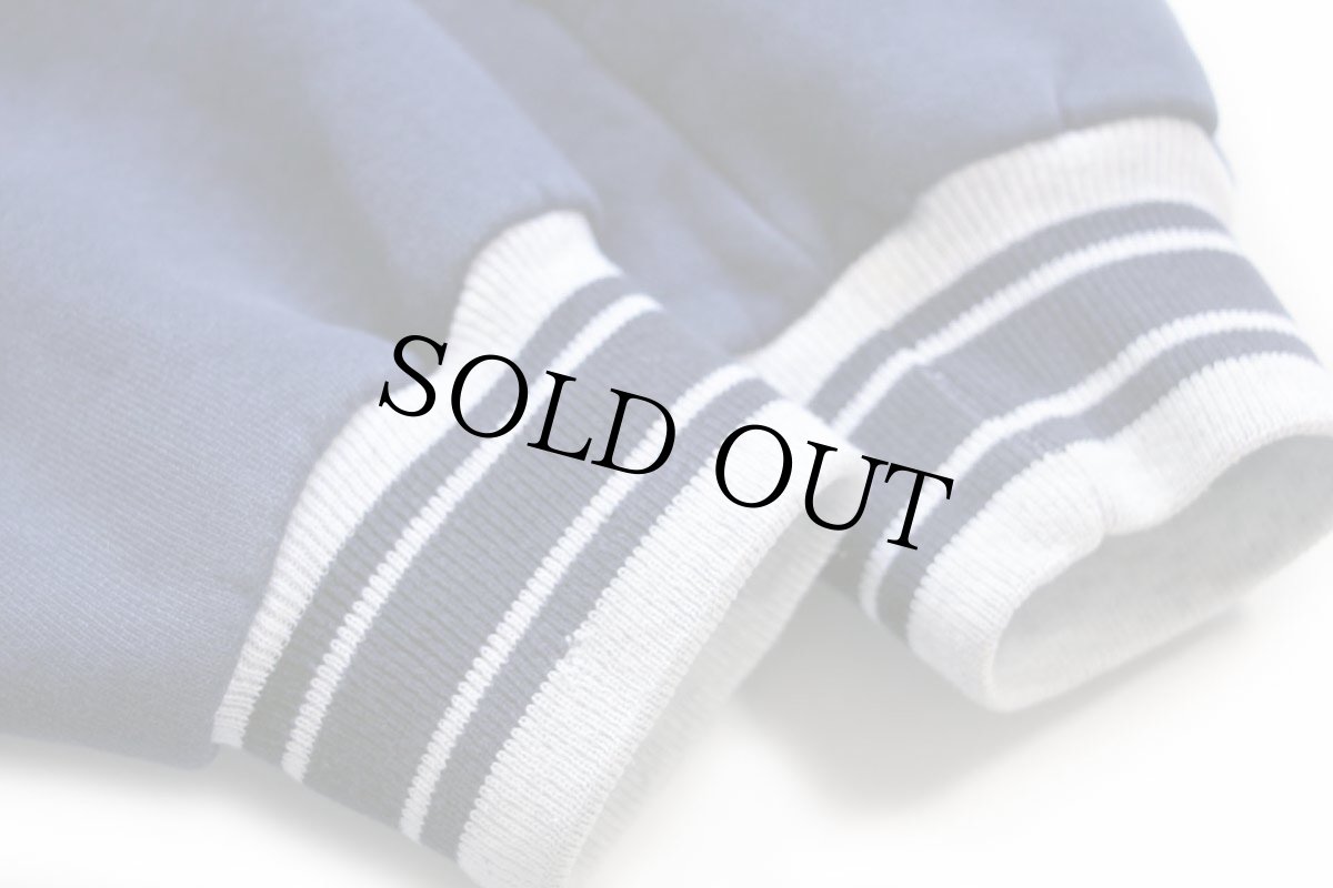 画像8: 90s BB/BS 刺繍 ツートン 切り替え スウェット スタジャン 杢ライトグレー×紺 XXL★特大 (8)