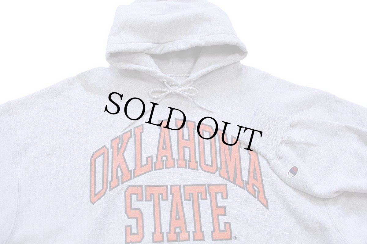 画像3: 00s Championチャンピオン OKLAHOMA STATE リバースウィーブ スウェットパーカー 杢グレー 3XL★特大 フーディー (3)