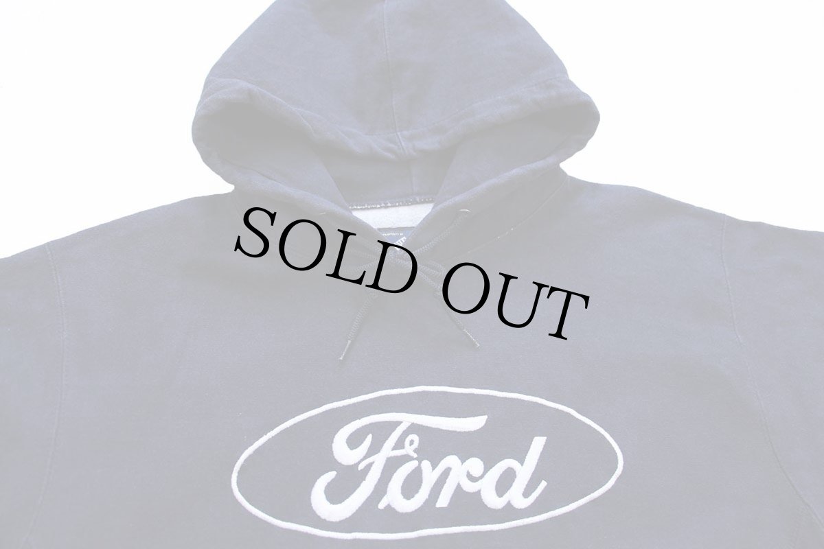 画像3: Fordフォード ビッグロゴ刺繍 リバースウィーブ スウェットパーカー 紺 S★フーディー (3)