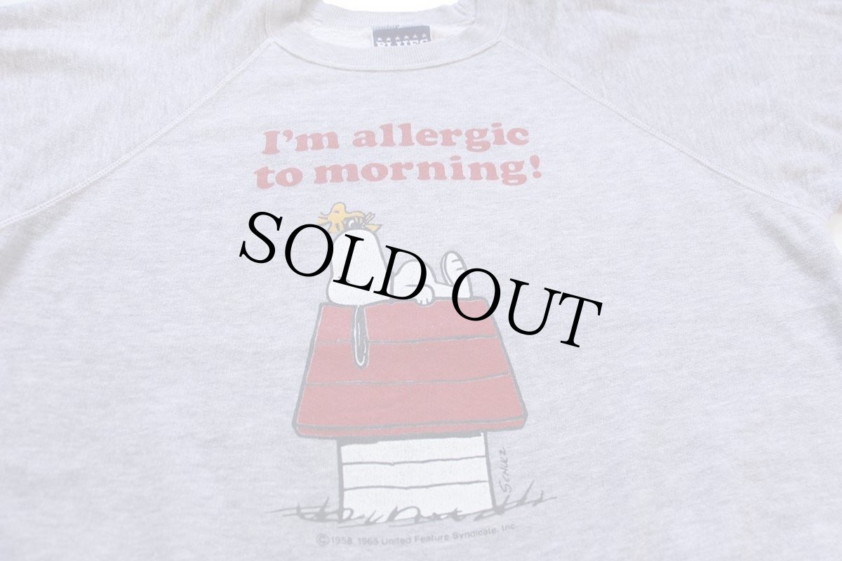 画像3: 80s ポルトガル製 スヌーピー ウッドストック I'm allergic to morning! スウェット 杢グレー (3)