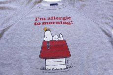 画像3: 80s ポルトガル製 スヌーピー ウッドストック I'm allergic to morning! スウェット 杢グレー (3)
