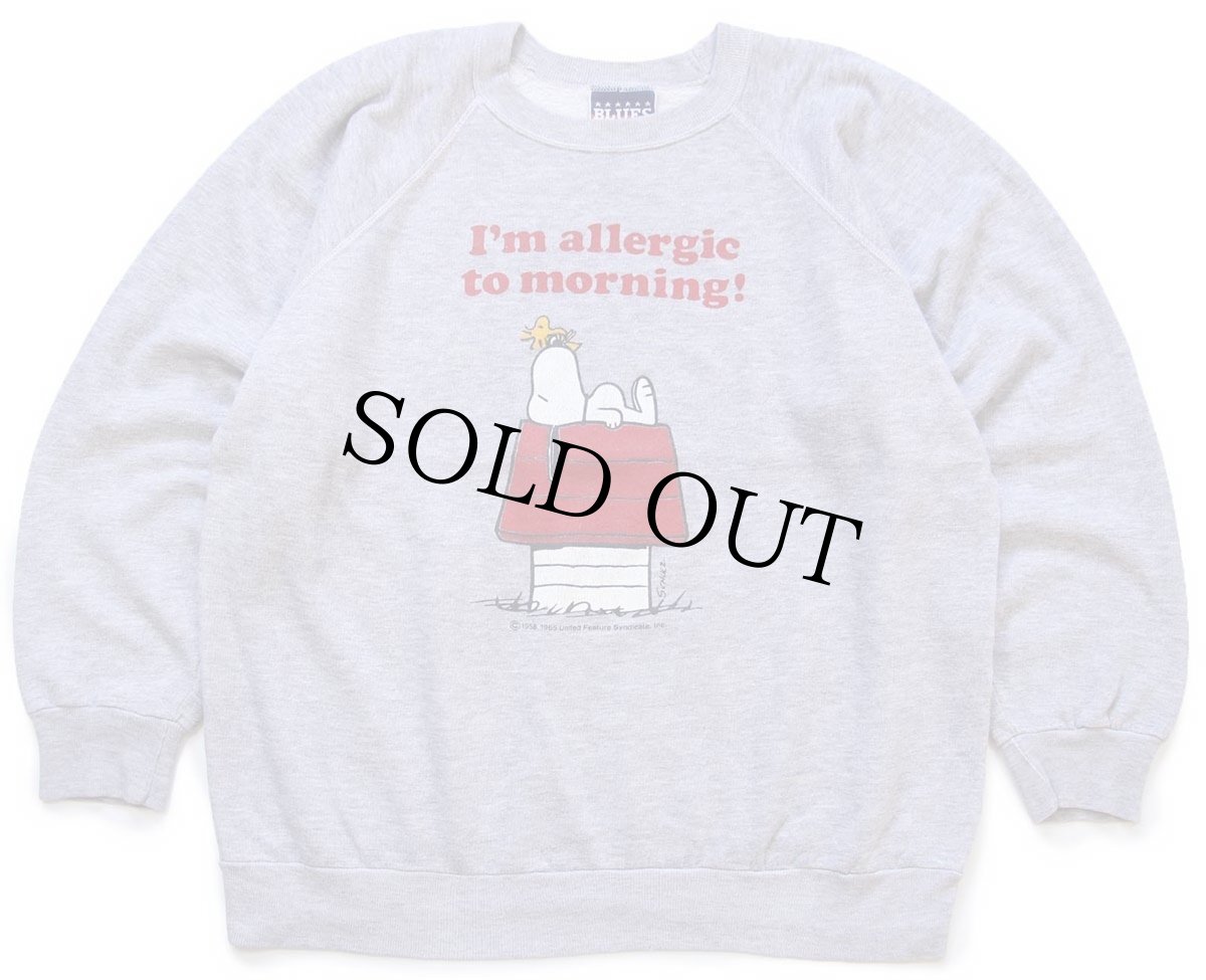 画像1: 80s ポルトガル製 スヌーピー ウッドストック I'm allergic to morning! スウェット 杢グレー (1)