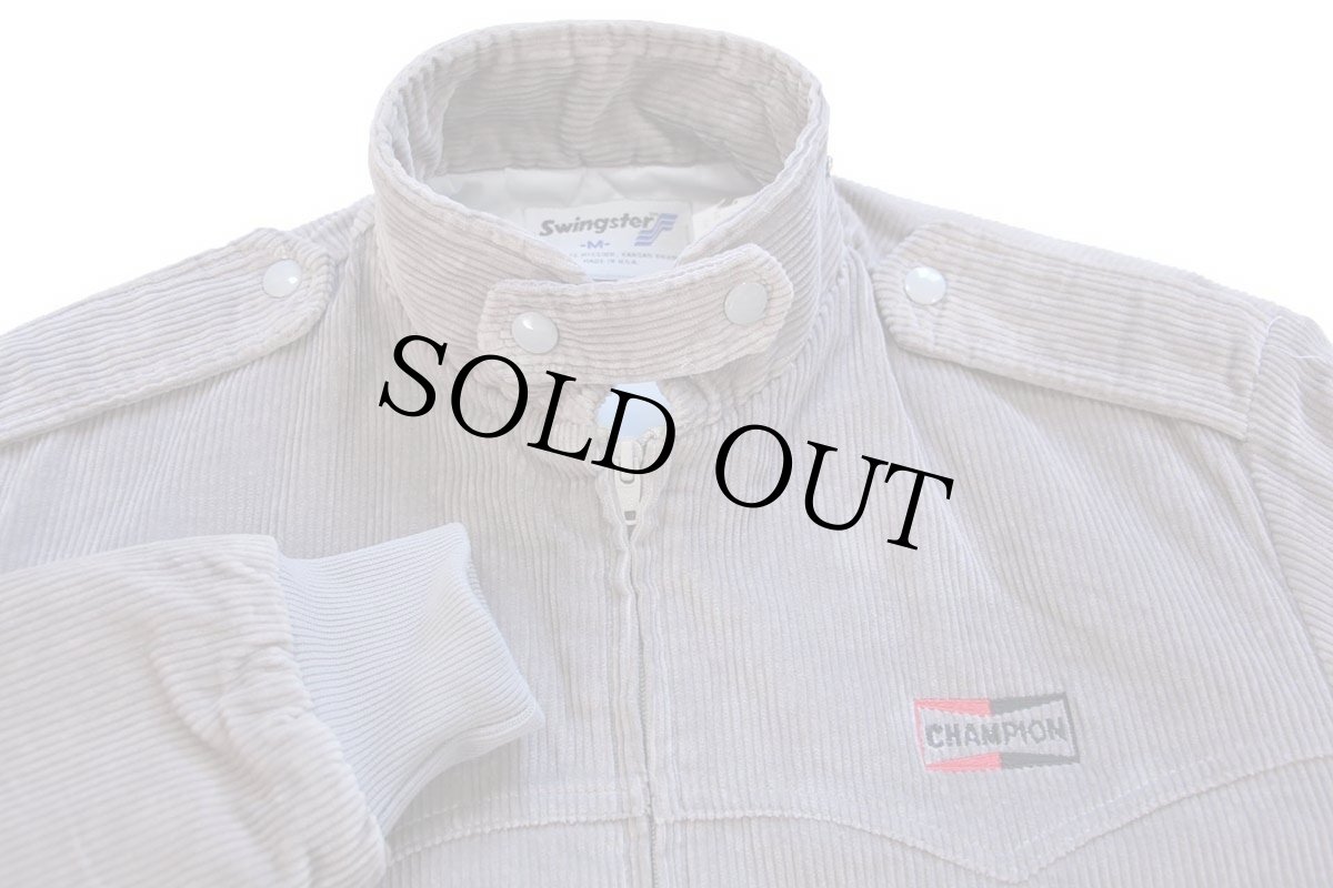 画像3: 80s USA製 Swingster CHAMPION SPARK PLUG チャンピオン プラグ ロゴ刺繍 キルティングライナー 太畝コーデュロイジャケット グレー M (3)