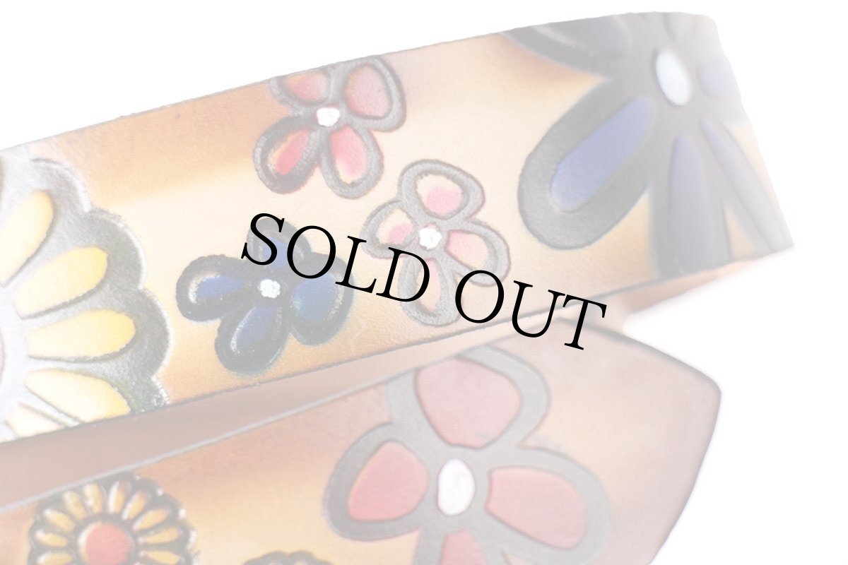 画像6: 新品★USA製 BRACKNEY LEATHER WORKS 花柄 型押し ペイント レザーベルト ブラウン 34 (6)