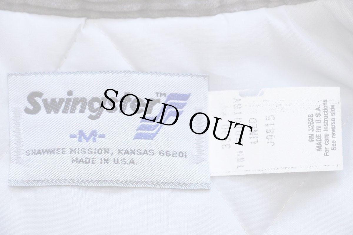 画像4: 80s USA製 Swingster CHAMPION SPARK PLUG チャンピオン プラグ ロゴ刺繍 キルティングライナー 太畝コーデュロイジャケット グレー M (4)