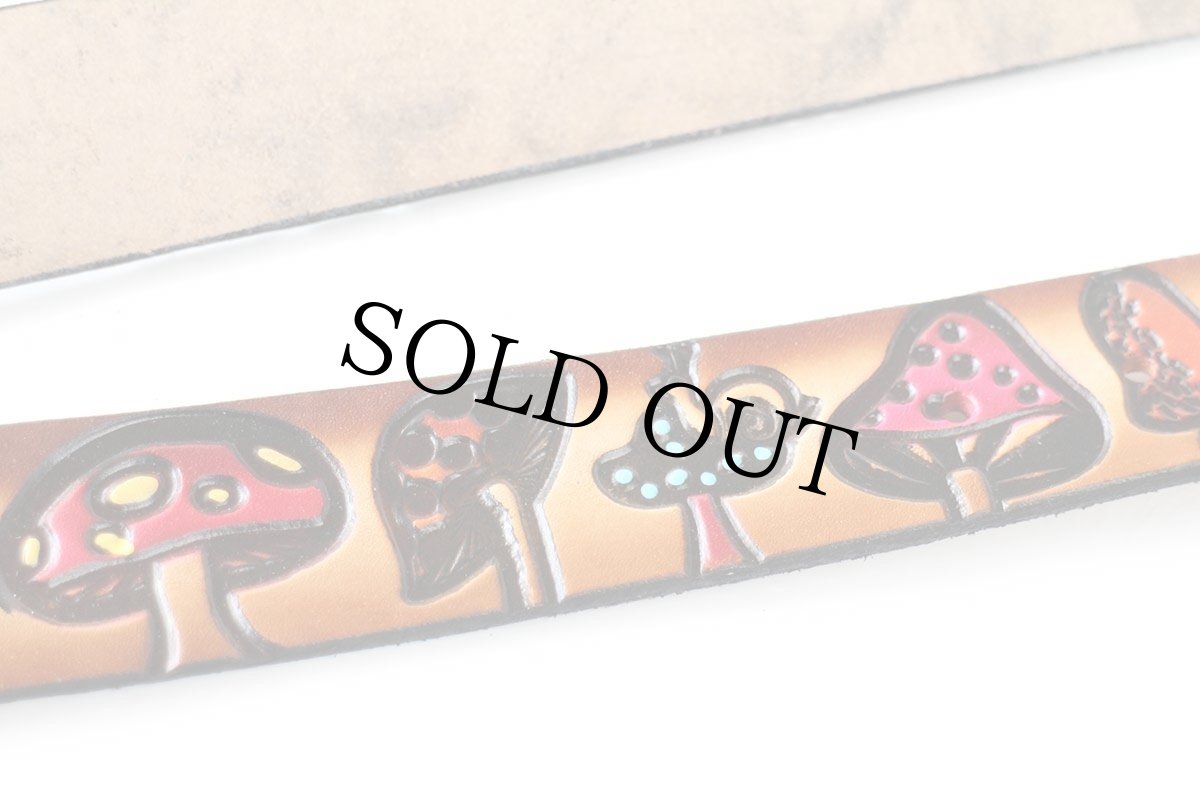 画像6: 新品★USA製 BRACKNEY LEATHER WORKS キノコ カタツムリ 型押し ペイント レザーベルト ブラウン 34 (6)