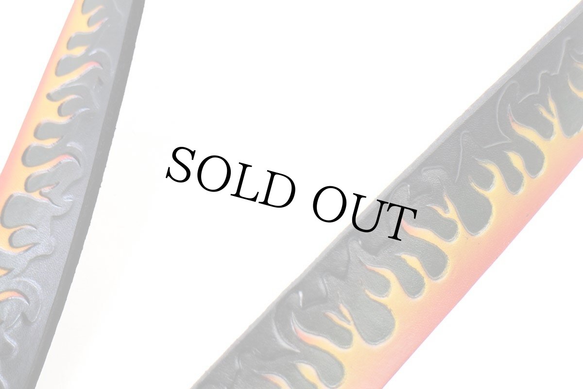 画像5: 新品★USA製 BRACKNEY LEATHER WORKS フレイムス 型押し ペイント レザーベルト 34★ファイヤーパターン (5)