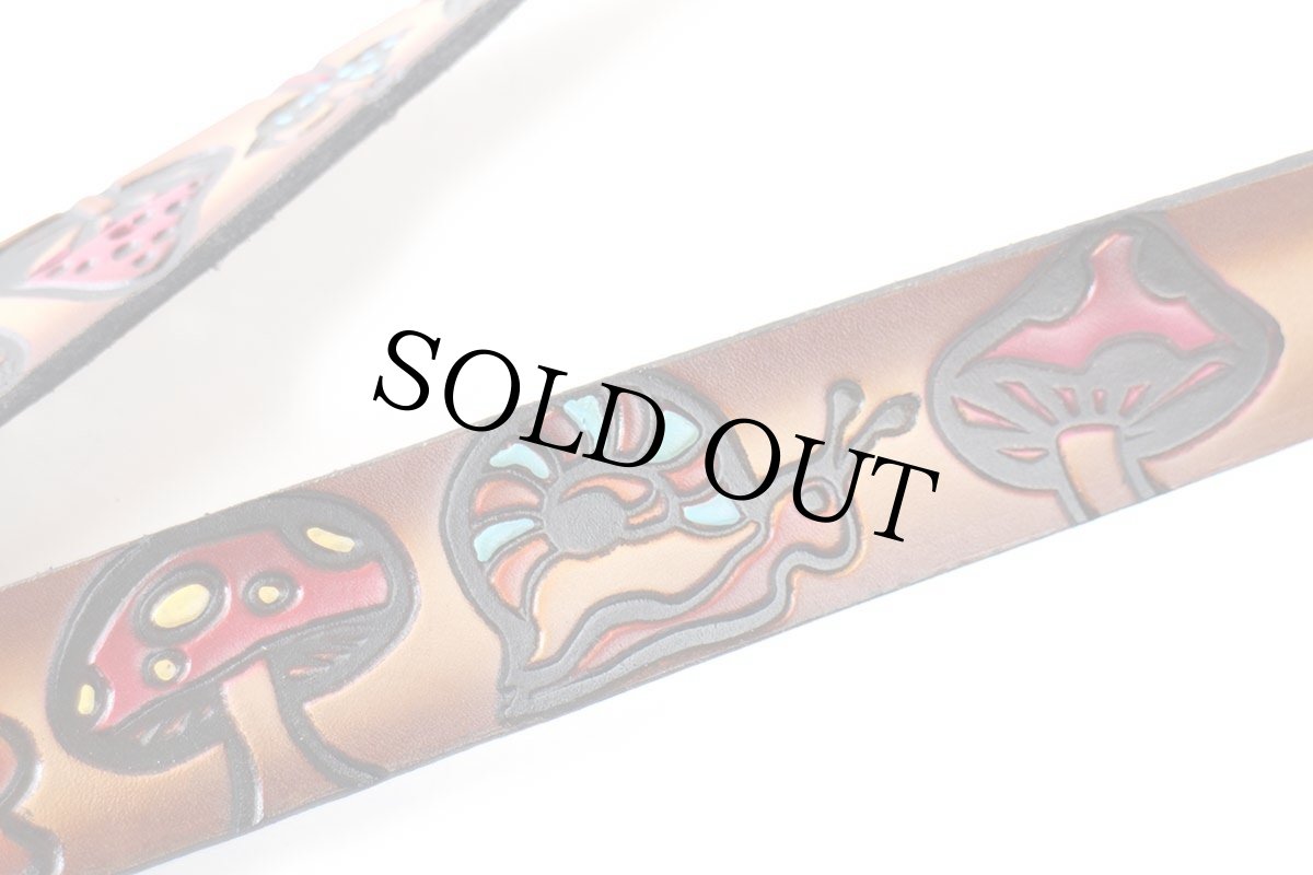 画像5: 新品★USA製 BRACKNEY LEATHER WORKS キノコ カタツムリ 型押し ペイント レザーベルト ブラウン 34 (5)