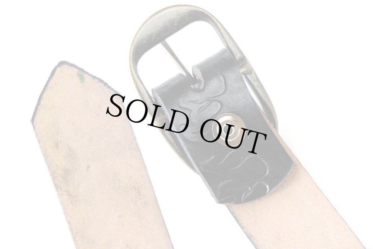 画像3: 新品★USA製 BRACKNEY LEATHER WORKS フレイムス 型押し ペイント レザーベルト 34★ファイヤーパターン (3)