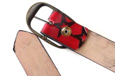 画像3: 新品★USA製 BRACKNEY LEATHER WORKS スター 型押し レザーベルト レッド 34 (3)