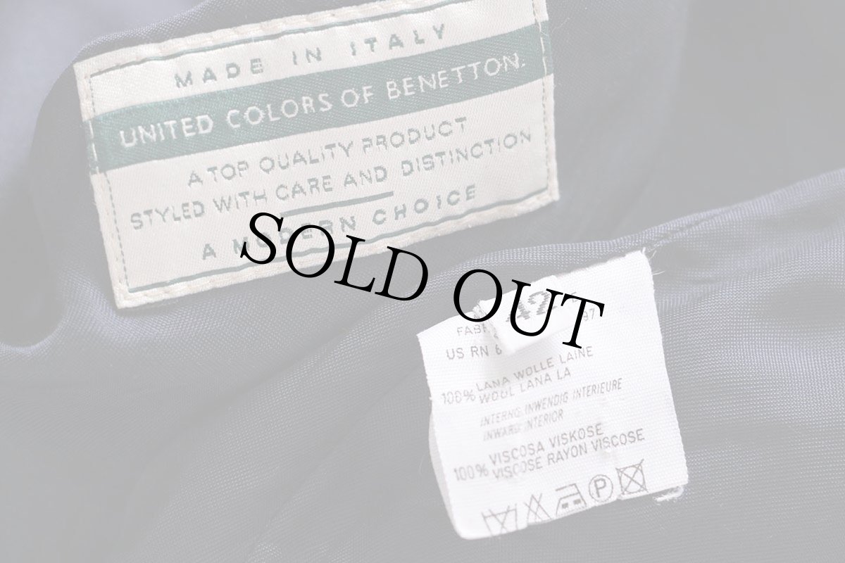 画像4: 90s イタリア製 BENETTONベネトン クレイジーパターン フーデッド メルトン ウールコート 42 (4)