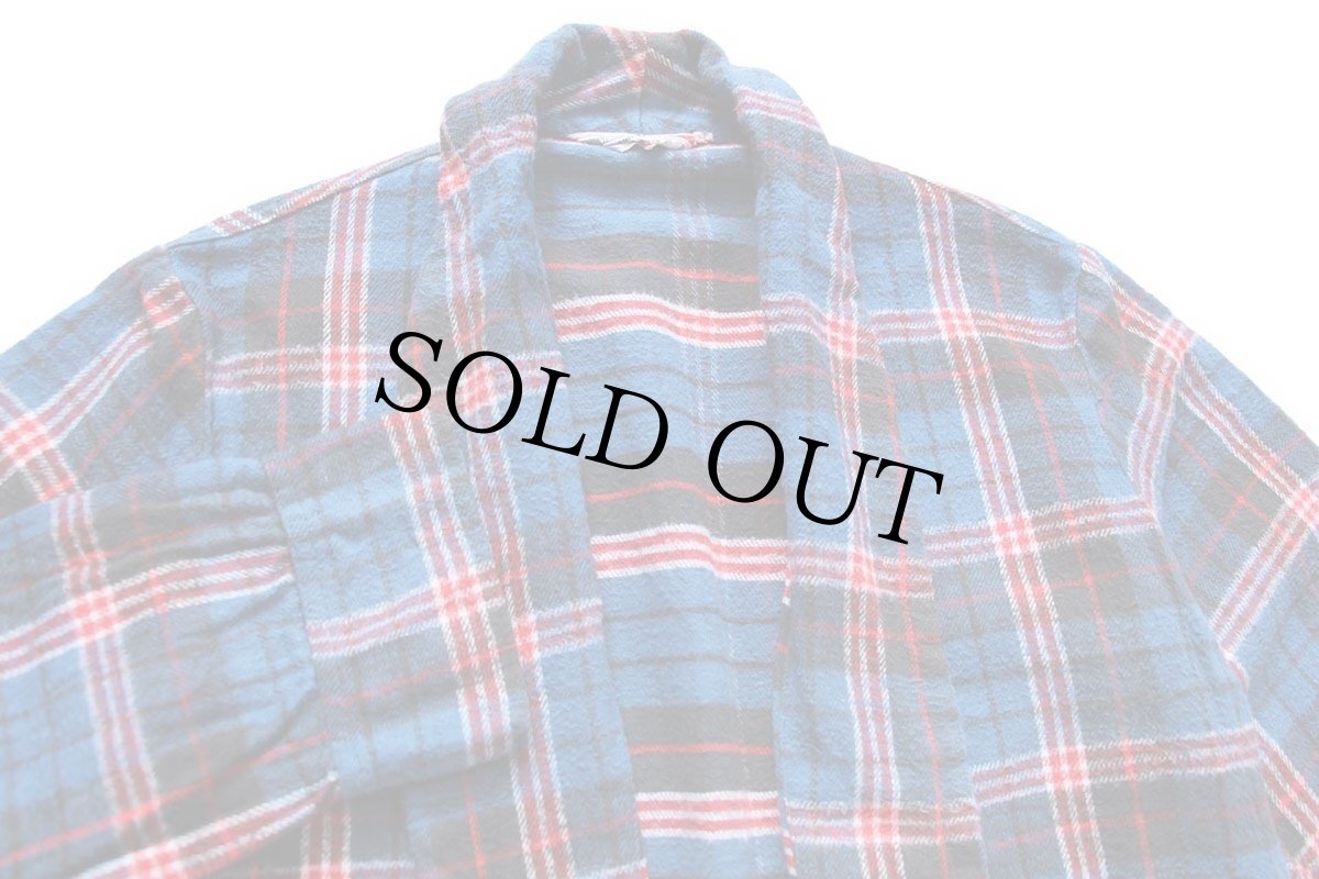 画像3: 60s VARSITY ROBE BY Dunmar チェック ショールカラー コットン フランネル ガウン (3)