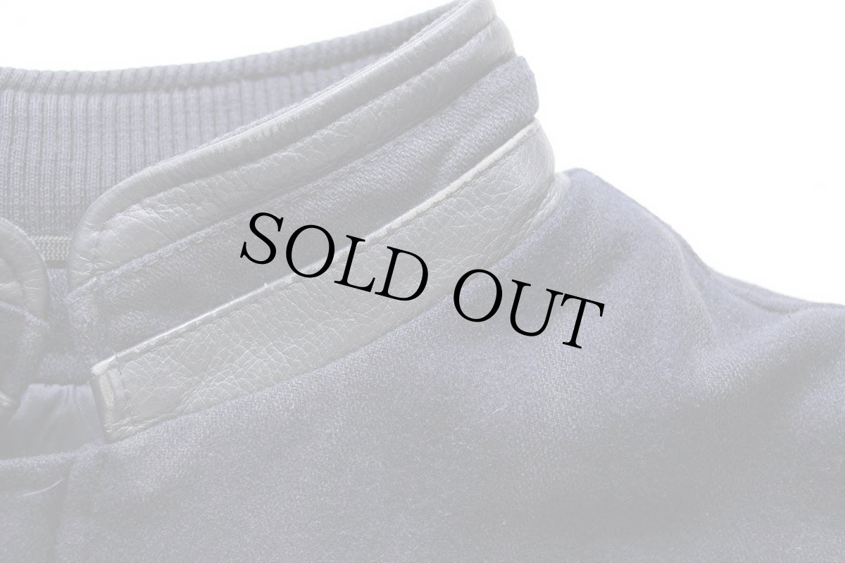 画像6: 00s カナダ製 NORTH END ALL CLIMATE WEAR スタンドカラー キルティングライナー メルトン ウール混 袖革スタジャン 紺 XL (6)