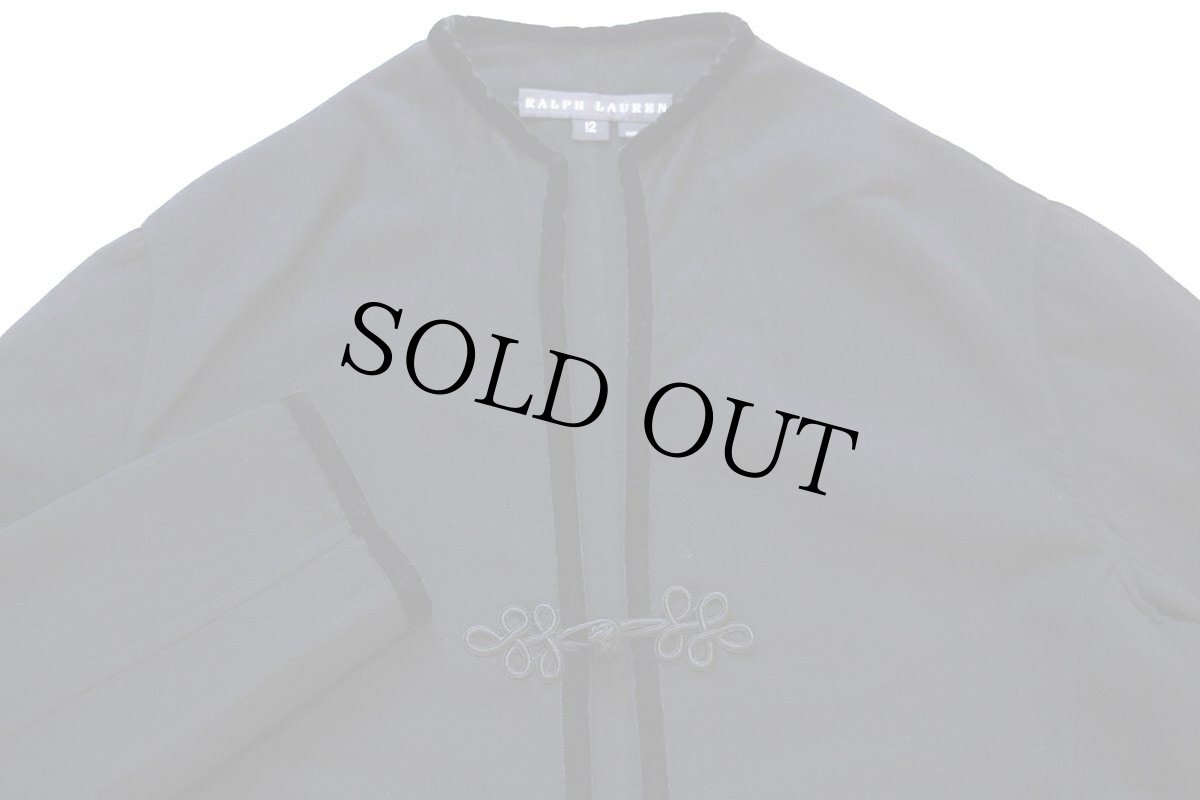 画像3: イタリア製 ラルフローレン ブラックレーベル ノーカラー ウール チャイナ ガウン ブラック 12★コート (3)