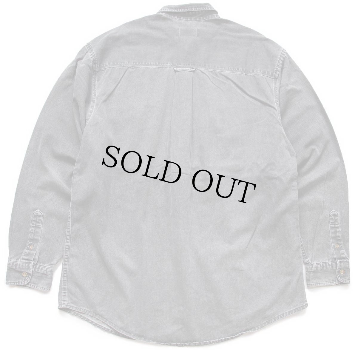 画像2: 90s USA製 EddieBauerエディーバウアー Elkhorn Twill コットンツイルシャツ グリーングレー フェード XL-T (2)