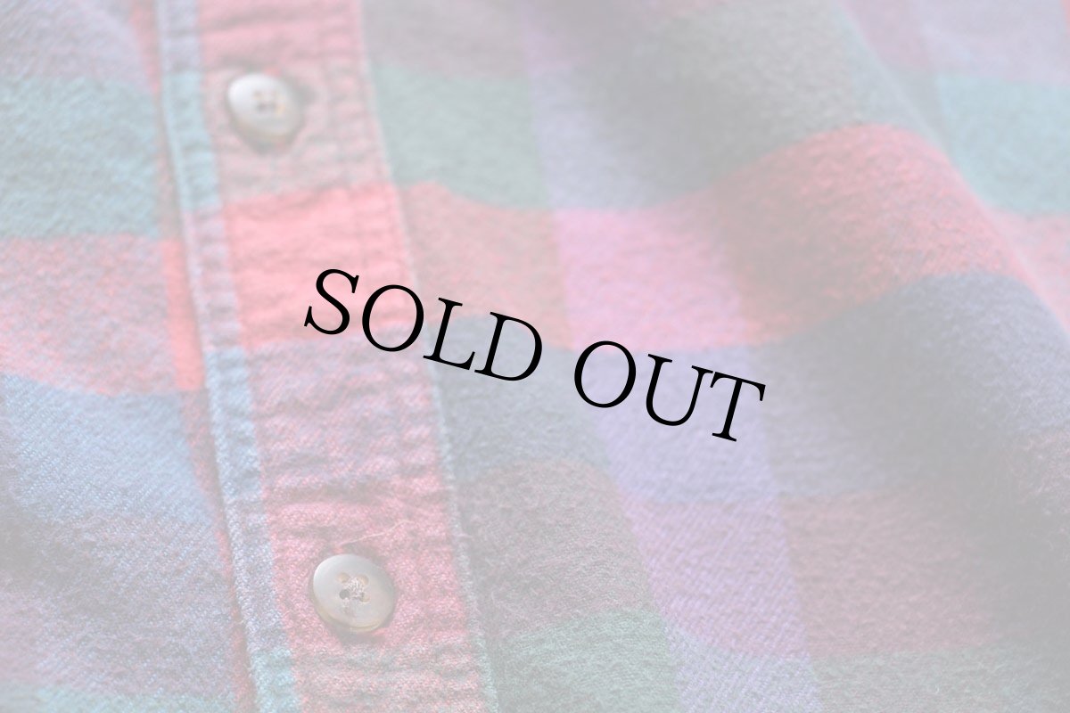 画像5: 90s USA製 Woolrichウールリッチ ブロックチェック 切り替え ボタンダウン コットン シャモアクロスシャツ L (5)