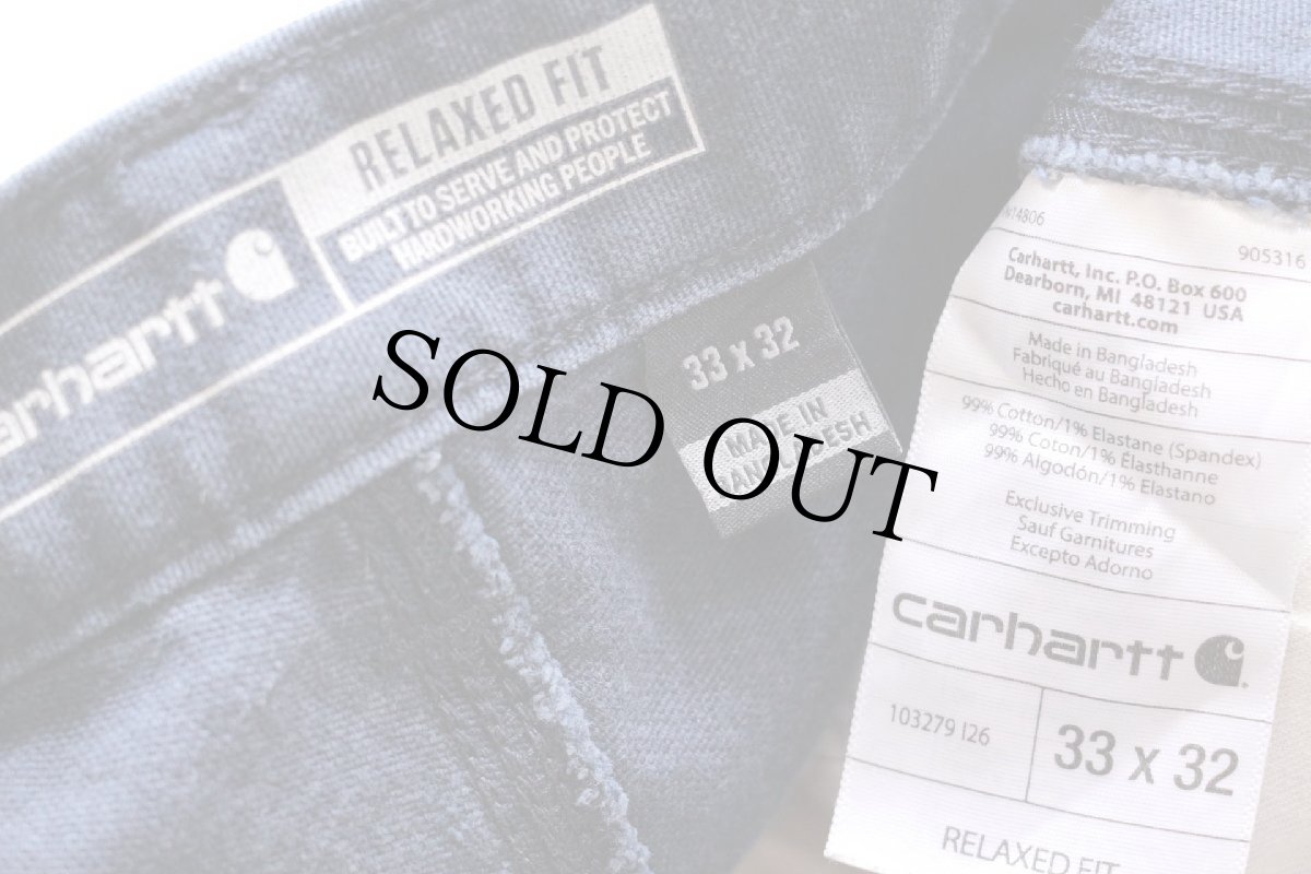 画像6: carharttカーハート RUGGED FLEX RELAXED FIT ペンキ飛び ストレッチ ダック地 ペインターパンツ 紺 w33 L32 (6)