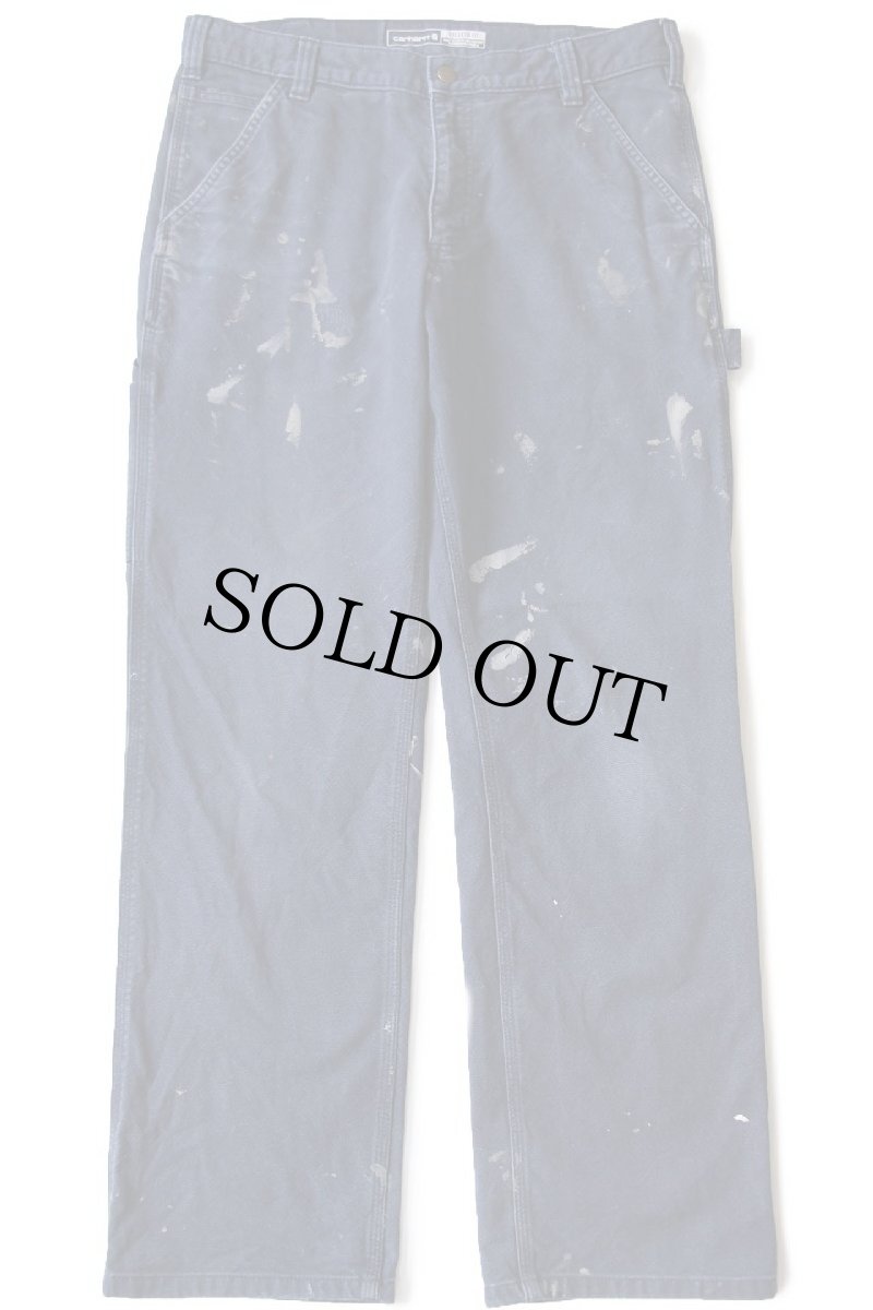 画像2: carharttカーハート RUGGED FLEX RELAXED FIT ペンキ飛び ストレッチ ダック地 ペインターパンツ 紺 w33 L32 (2)