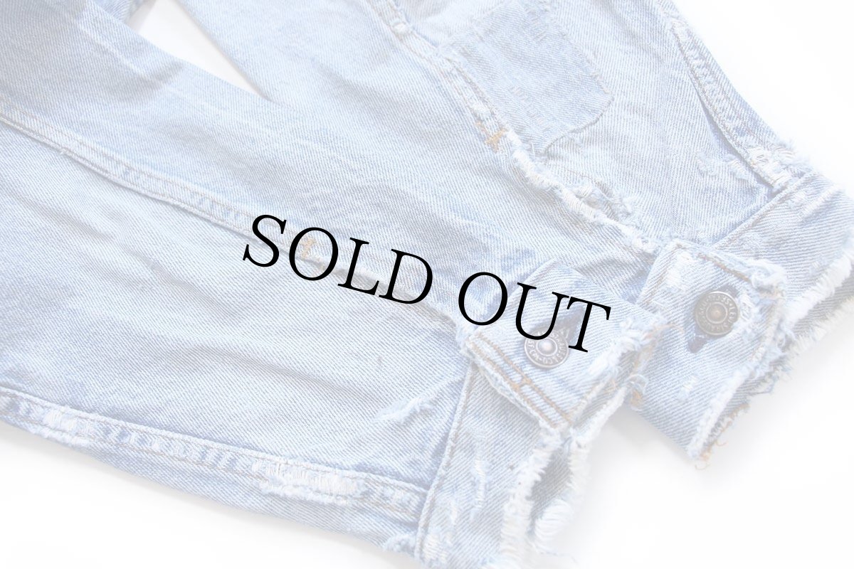 画像7: 80s USA製 Levi'sリーバイス 70506 ノーカラー デニムジャケット 4ポケット カスタム ボロ (7)