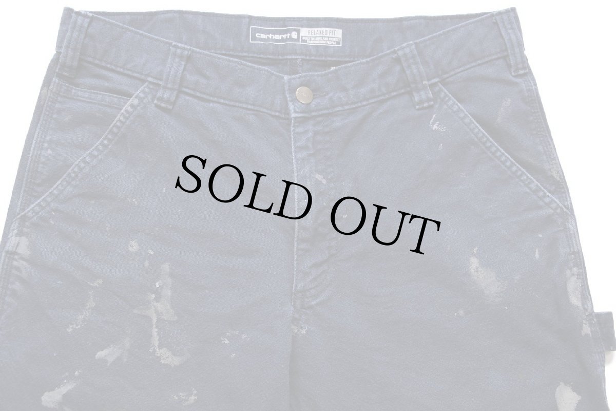 画像4: carharttカーハート RUGGED FLEX RELAXED FIT ペンキ飛び ストレッチ ダック地 ペインターパンツ 紺 w33 L32 (4)