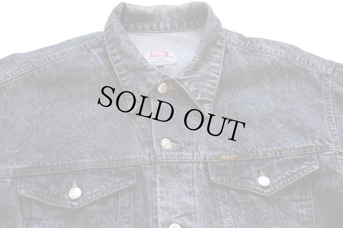 画像3: 90s イタリア製 RIFLE 先染め ブラック デニムジャケット 4ポケット XXL★特大 (3)