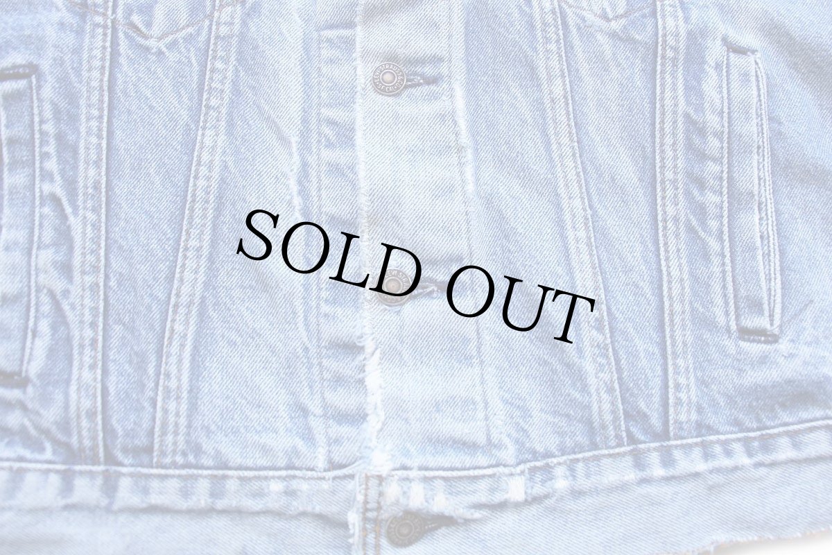 画像5: 80s USA製 Levi'sリーバイス 70506 ノーカラー デニムジャケット 4ポケット カスタム ボロ (5)