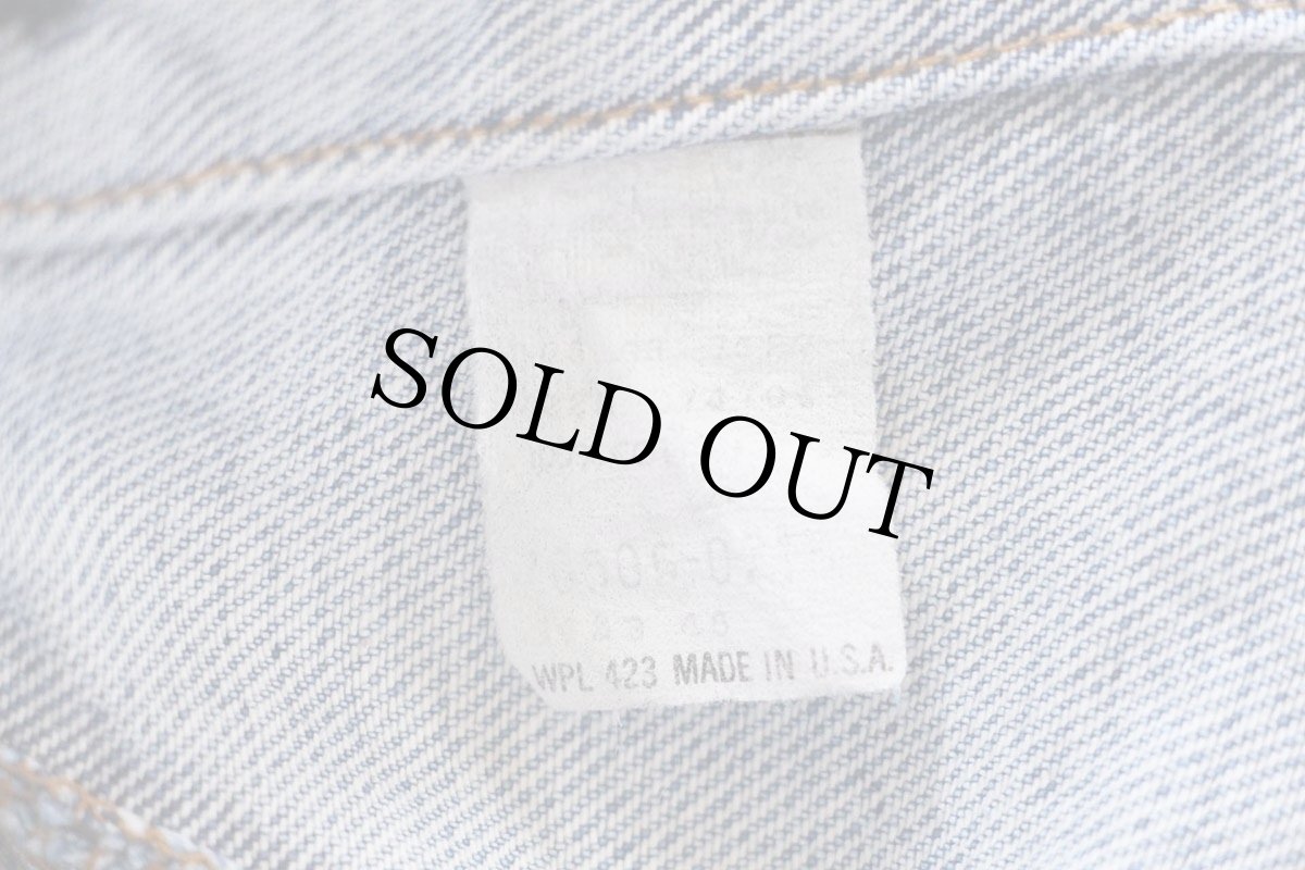 画像4: 80s USA製 Levi'sリーバイス 70506 ノーカラー デニムジャケット 4ポケット カスタム ボロ (4)