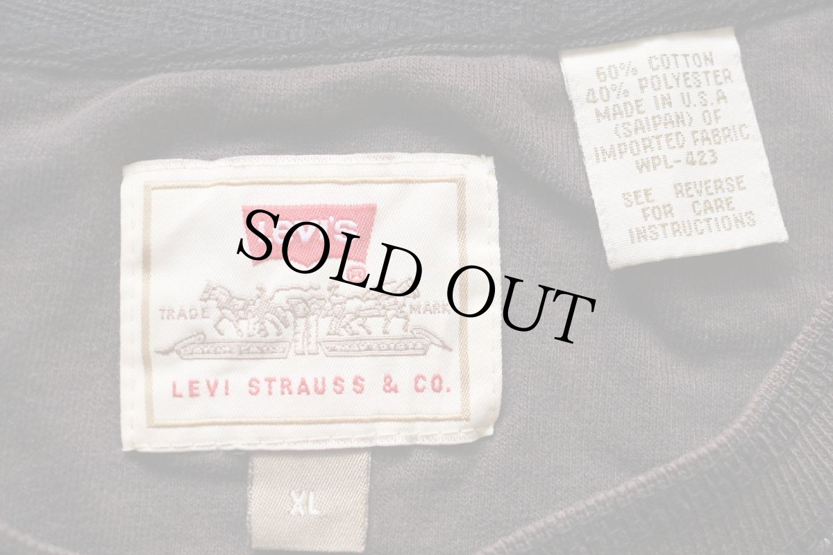 画像5: 90s USA製 Levi'sリーバイス ランダムボーダー ヘンリーネック 長袖Tシャツ グレー XL (5)