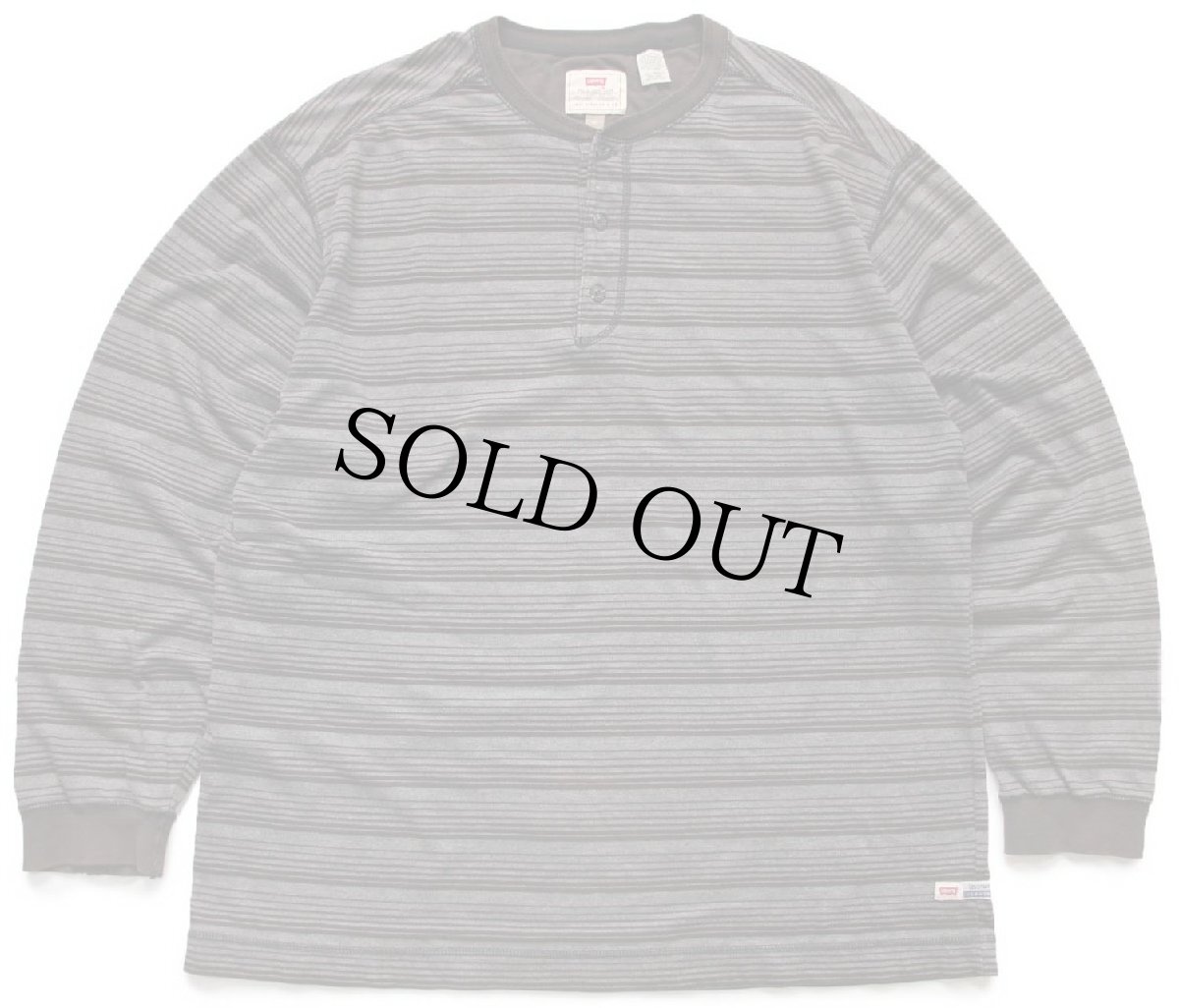 画像2: 90s USA製 Levi'sリーバイス ランダムボーダー ヘンリーネック 長袖Tシャツ グレー XL (2)