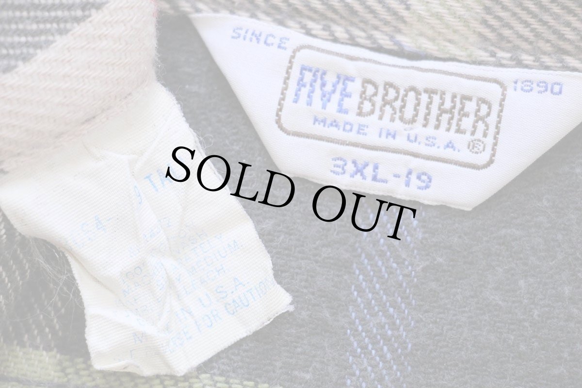 画像4: 80s USA製 FIVE BROTHERファイブブラザー チェック コットン フランネルシャツ 3XL★特大 (4)